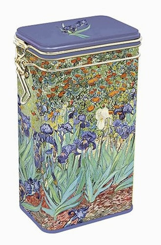 COFFEE CAN METAL VAN GOGH IRISES HERMETIC GIFT FOR ARTISTS