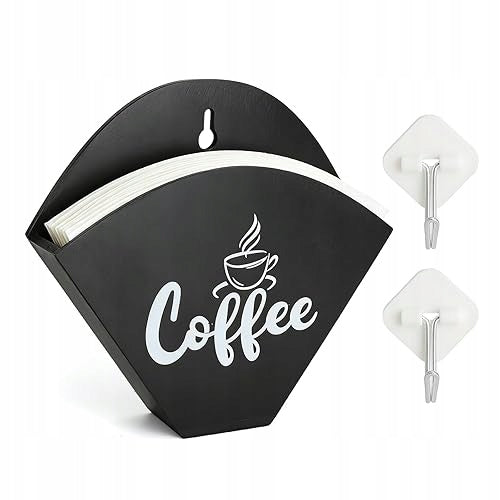 COFFEE FILTER HOLDER WALL MOUNTED WOODEN BLACK WITHOUT DRILLING wooden