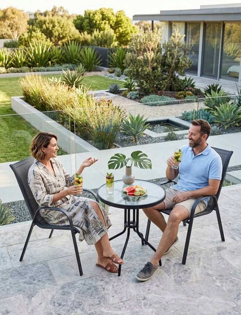 COFFEE GARDEN FURNITURE SET ROUND TABLE + 2 CHAIRS FOR TERRACE BALCONY Number of items in the set 3