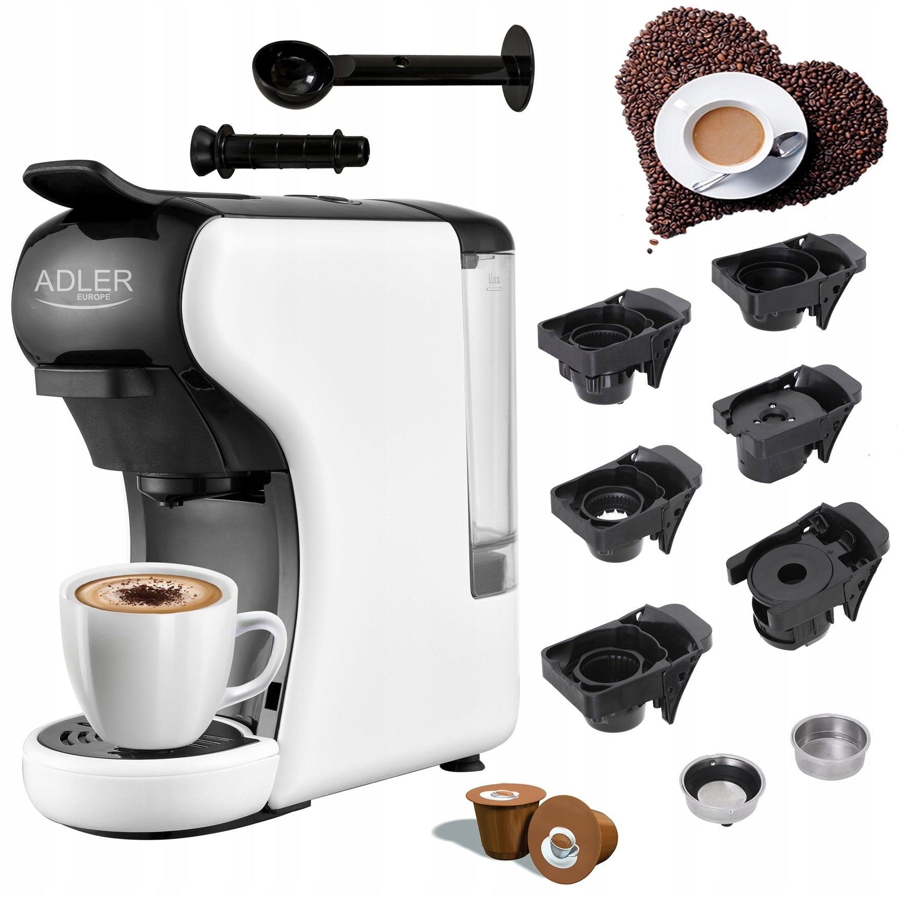 COFFEE MAKER FOR CAPSULES NESPRESSO DOLCE GUSTO TCHIBO WHITE