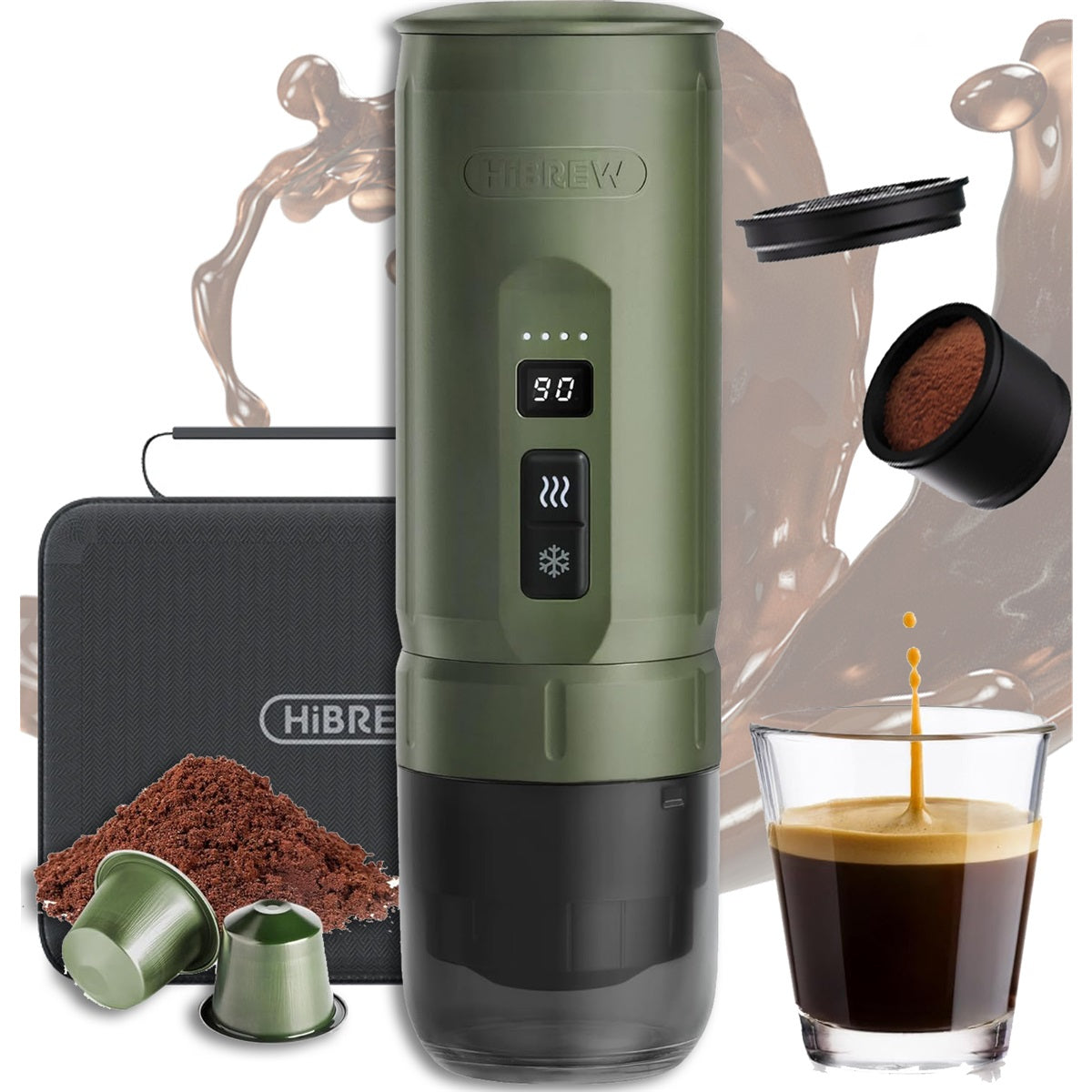 COFFEE MAKER PORTABLE 20 BAR 3IN1 7500MAH 100ML HIBREW H4C