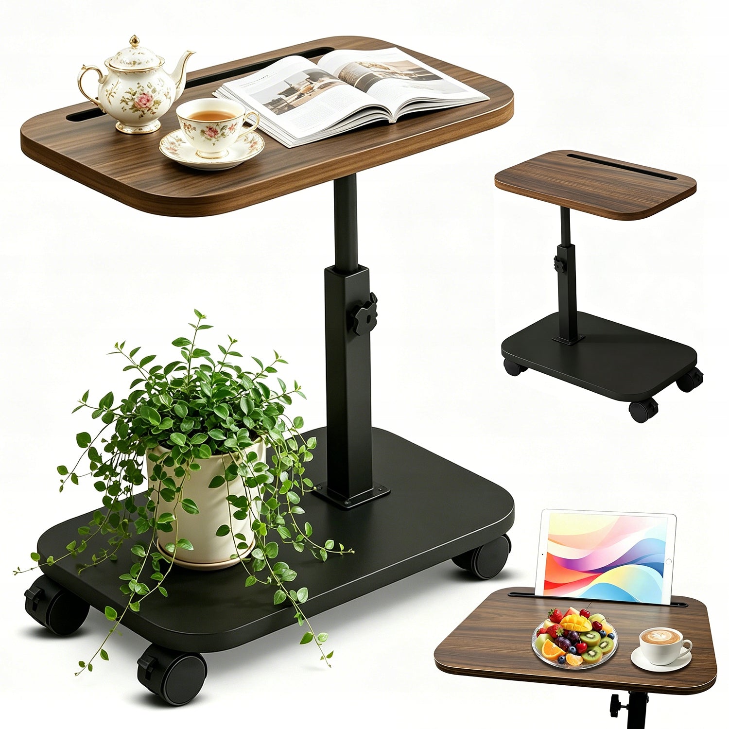 COFFEE TABLE 46-82CM WOODEN RECTANGULAR TABLE STYLISH STABLE WITH SHELF