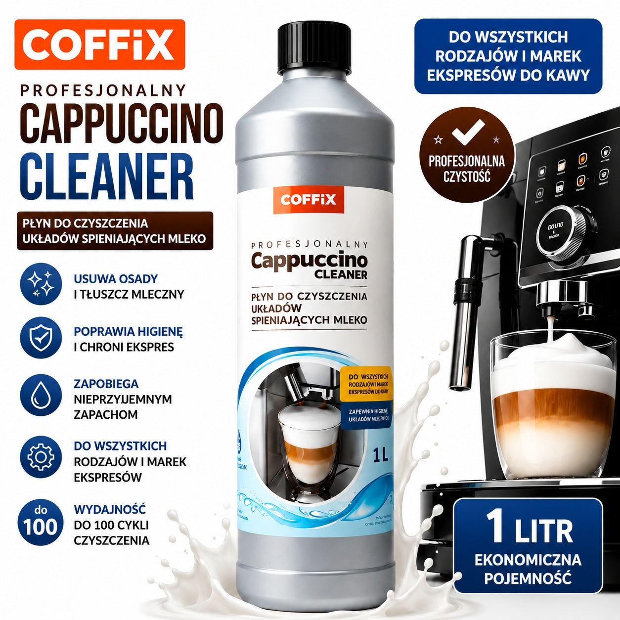 COFFIX Cappuccino Cleaner 1L For Milk Foaming System Manufacturer code 5903899970605