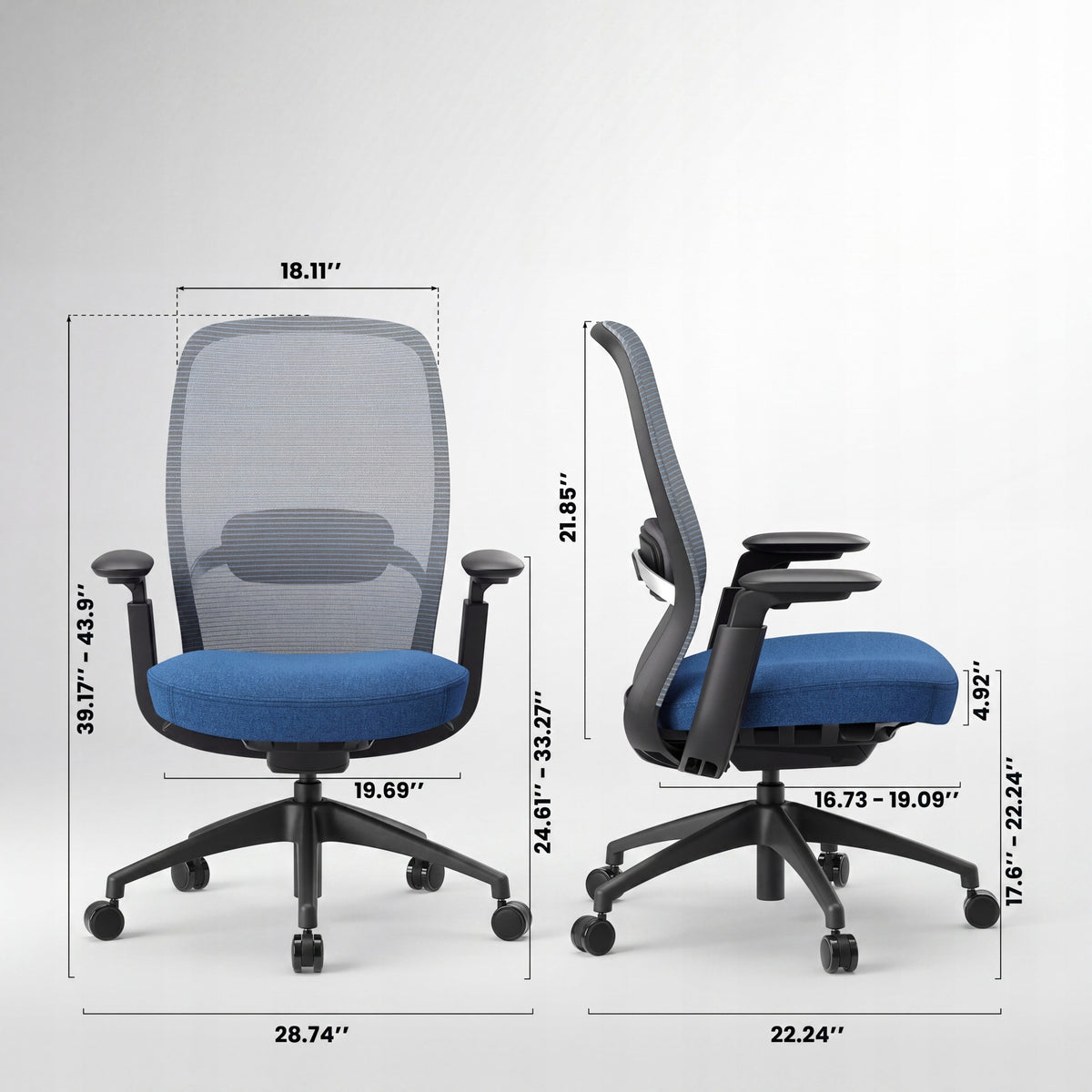 COLAMY Ergonomic Mesh Chair, 4D Arms, Lumbar Support, 136 kg Manufacturer code PL-AL-OCM03D-BL-FB-1P