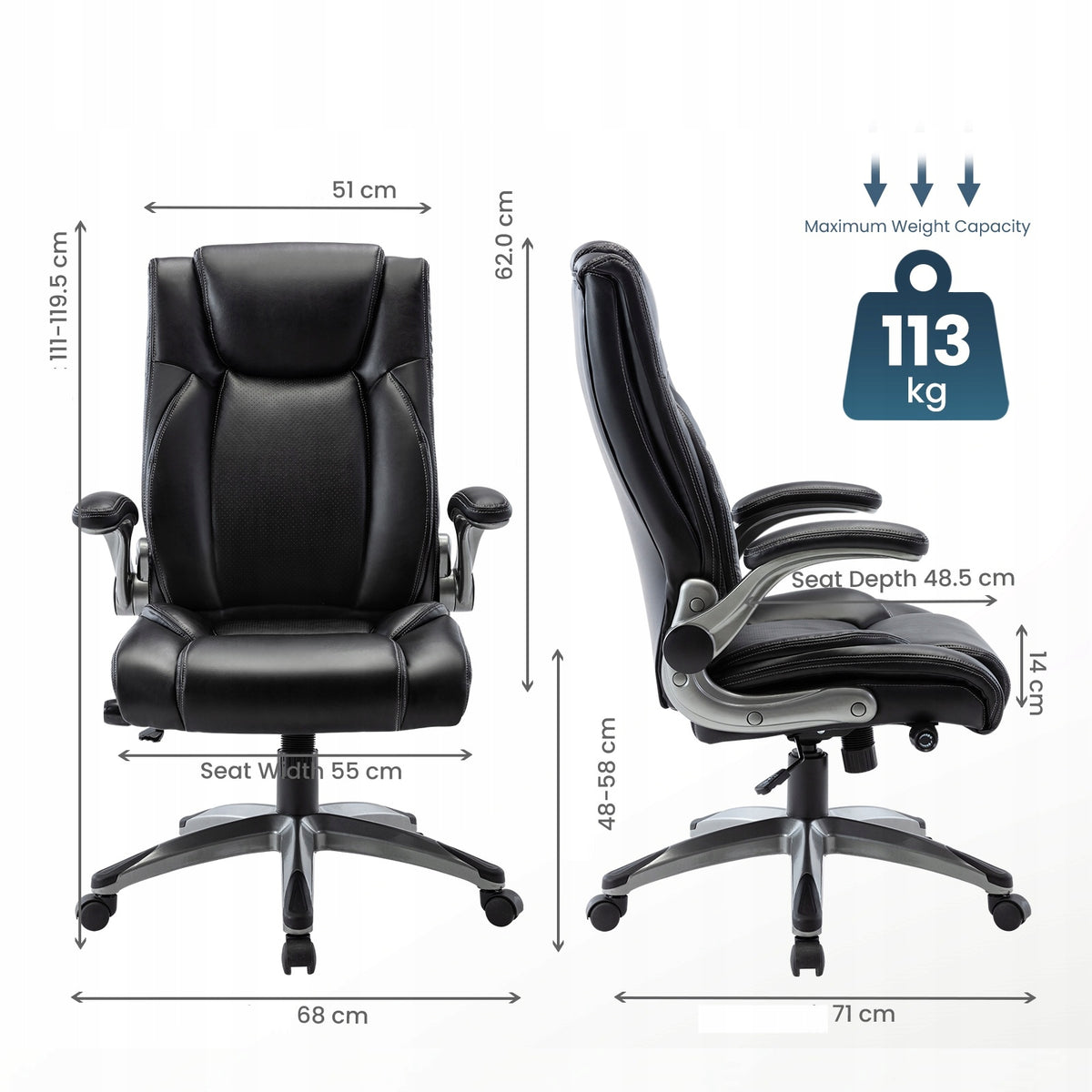 COLAMY Ergonomic Office Chair High Back Leather Desk Chair Manufacturer code 91287-BK