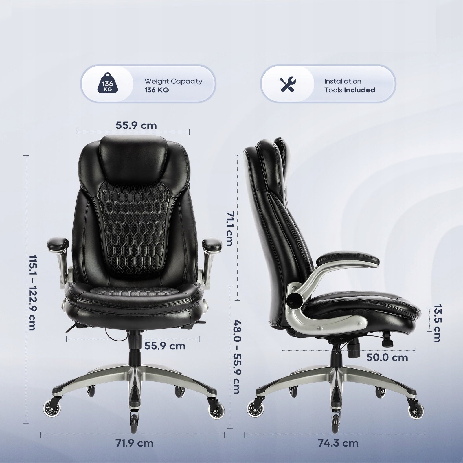 COLAMY Executive Ergonomic Computer Office Chair Leather with High Backrest Manufacturer code 6686-BK