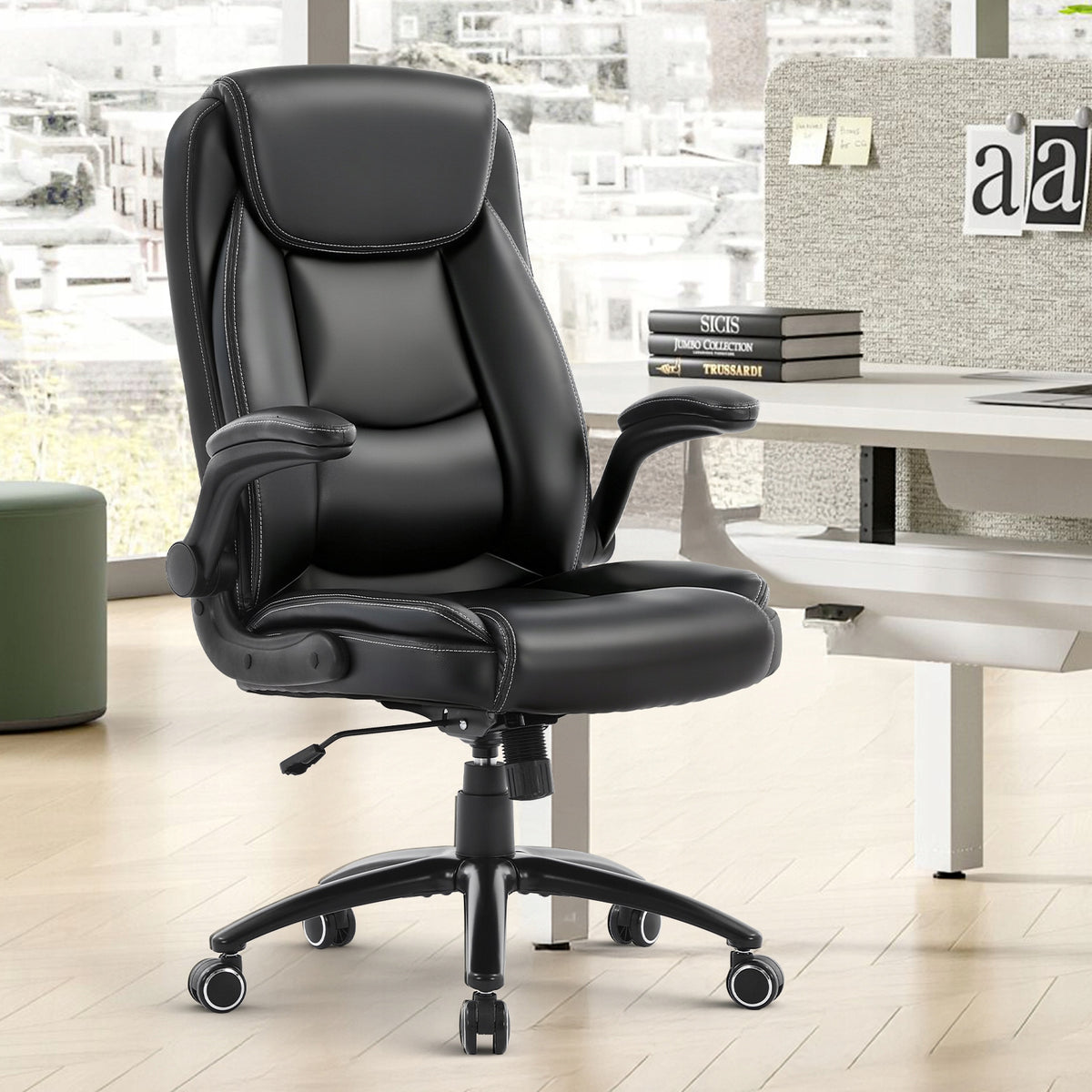 COLAMY Leather Executive Office Chair Ergonomic Computer Chair High Back Manufacturer code OCS16-BK-FL