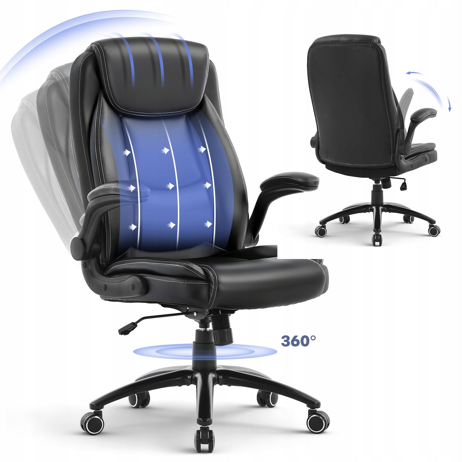 COLAMY Leather Executive Office Chair Ergonomic Computer Chair High Back
