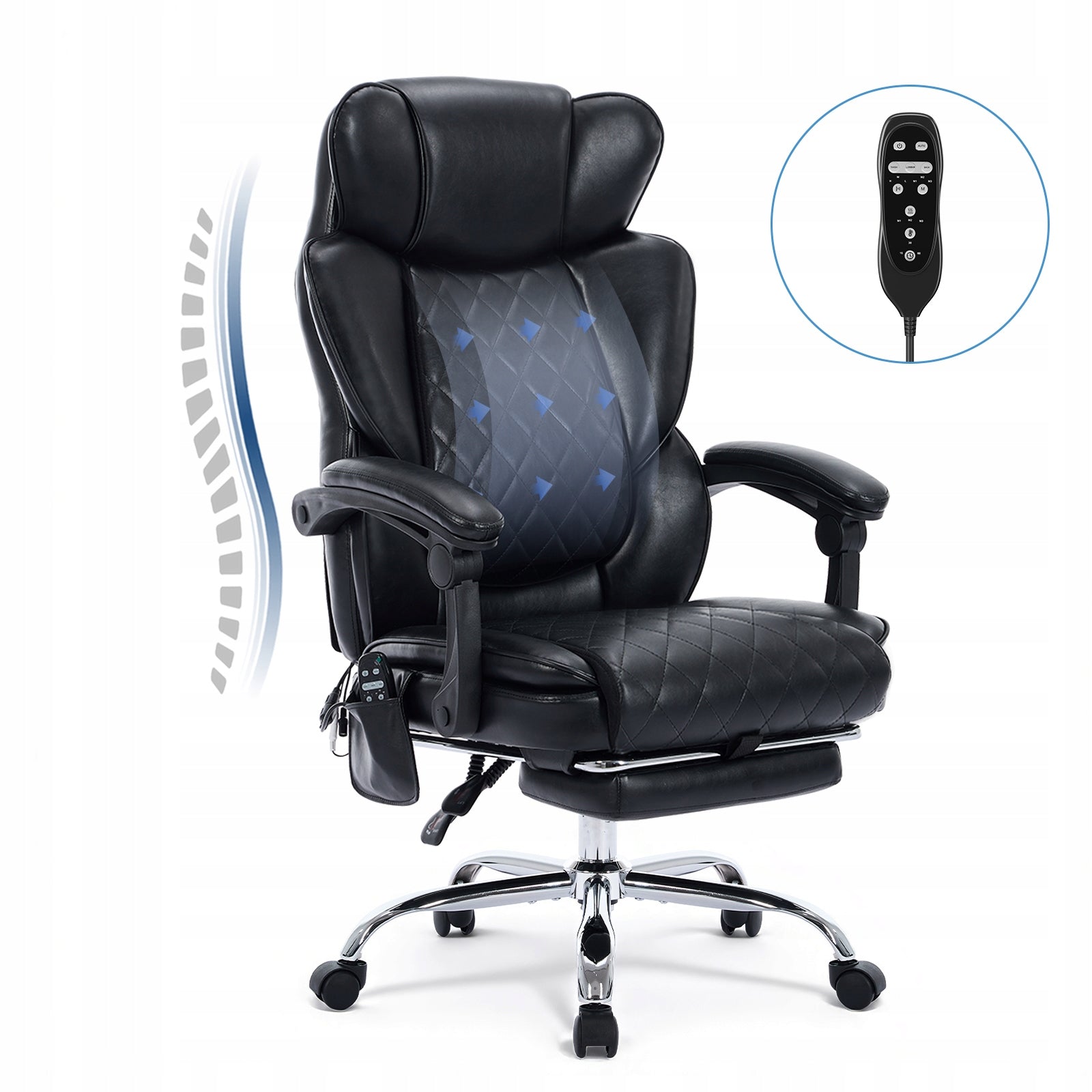 COLAMY Massage Office Chair with Heat and 6 Vibration Points with Footrest