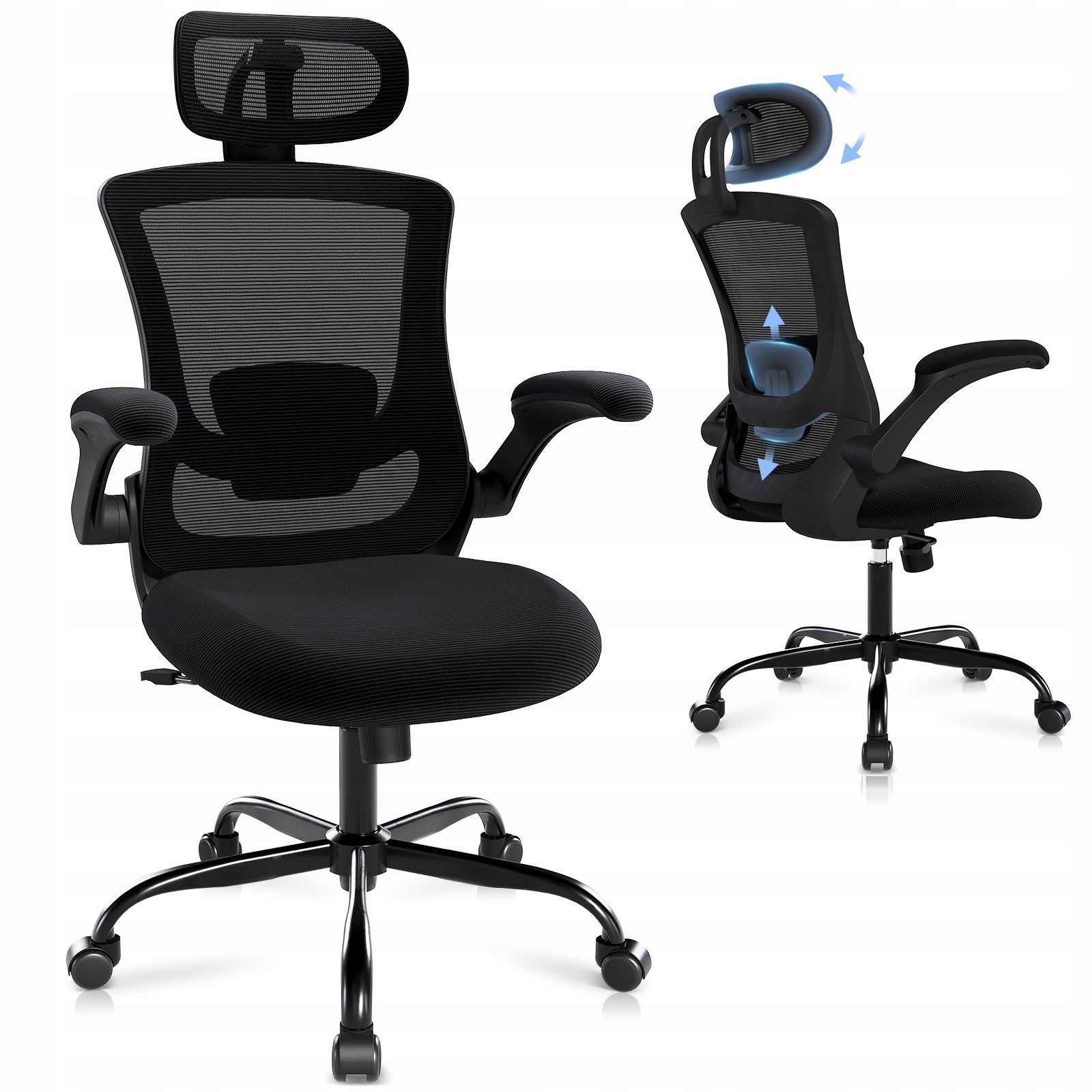 COLAMY Office Chair Mesh Computer Chair with Adjustable Headrest Armrest