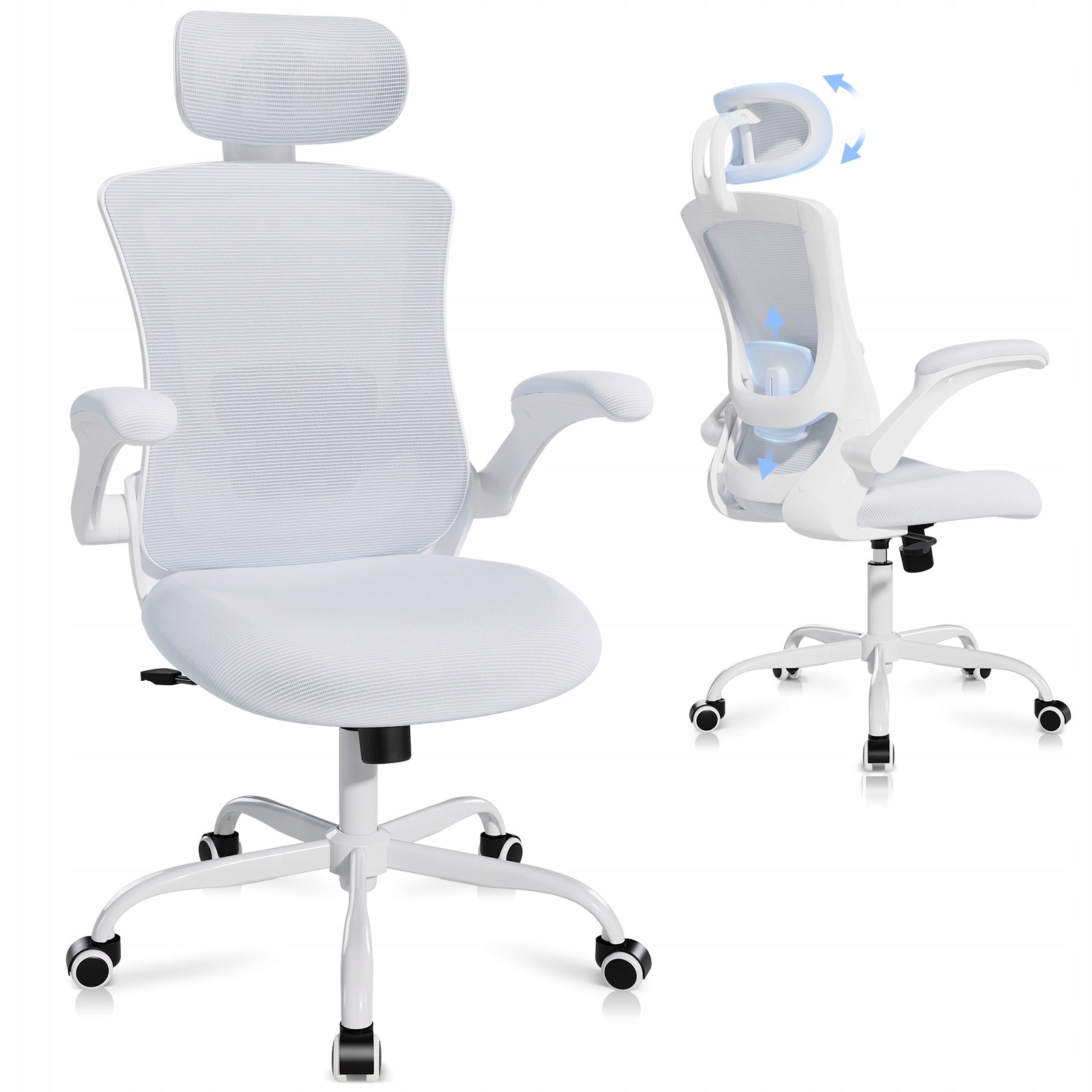 COLAMY Office Chair Mesh Computer Chair with Adjustable Headrest Armrest