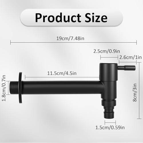 COLD WATER FAUCET STEEL BLACK FOR BATHROOM GARDEN WASHING MACHINE HOME INSTALLATION Product weight with unit packaging 0.2 kg