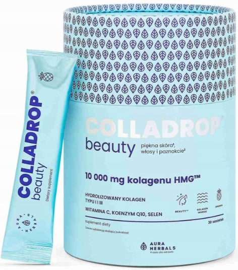 COLLADROP BEAUTY PINEAPPLE Collagen 10000mg type I and III Aura Herbals 30 sash.