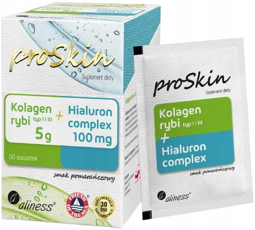 COLLAGEN FISH ALINESS WITH HYALURONIC ACID 5 g 30 SACHETS ORANGE