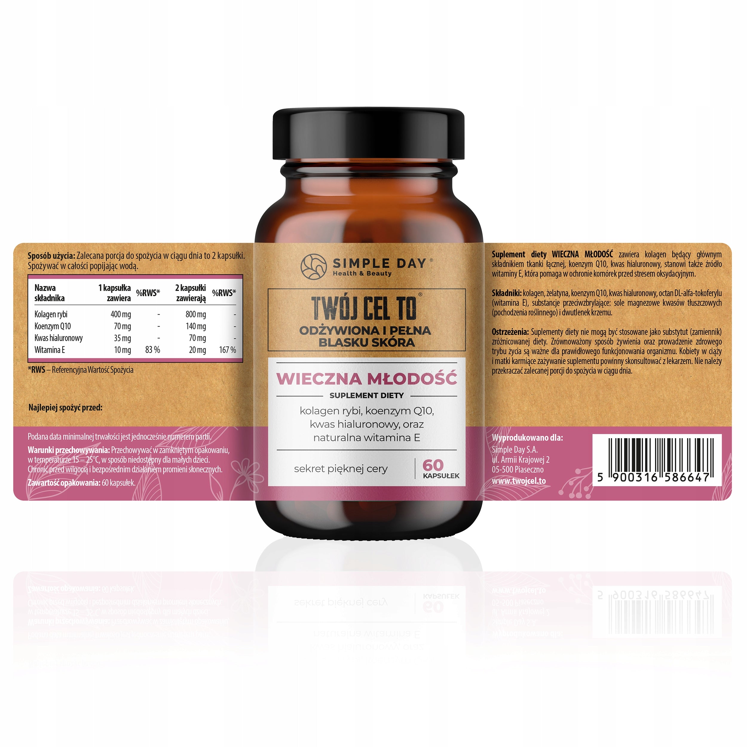 COLLAGEN FISH COENZYME Q10 hyaluronic acid vitamin E Eternal youth 60caps Packaging status original