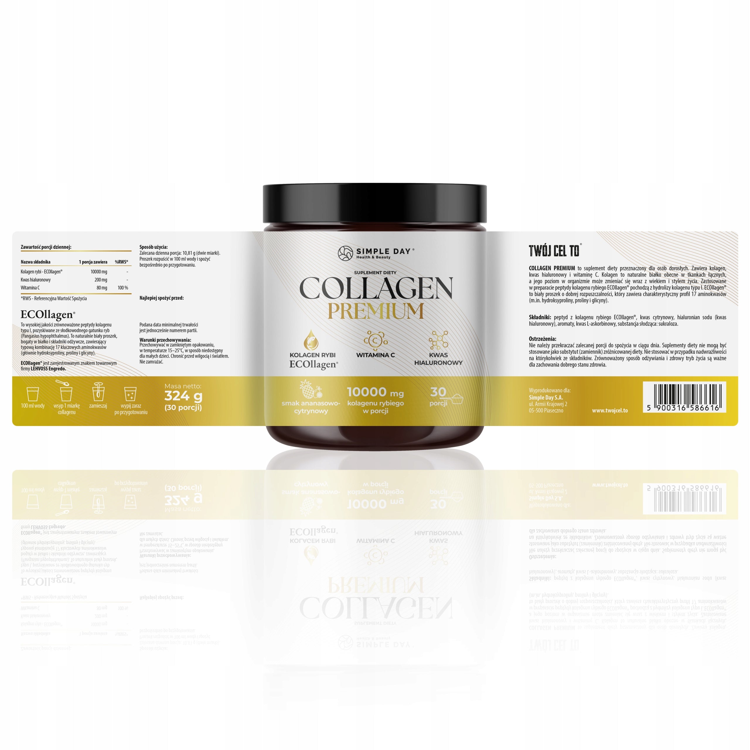 COLLAGEN FISH COLLAGEN PREMIUM 10000 mg Wit. C Hyaluronic acid SKIN, HAIR Packaging status original