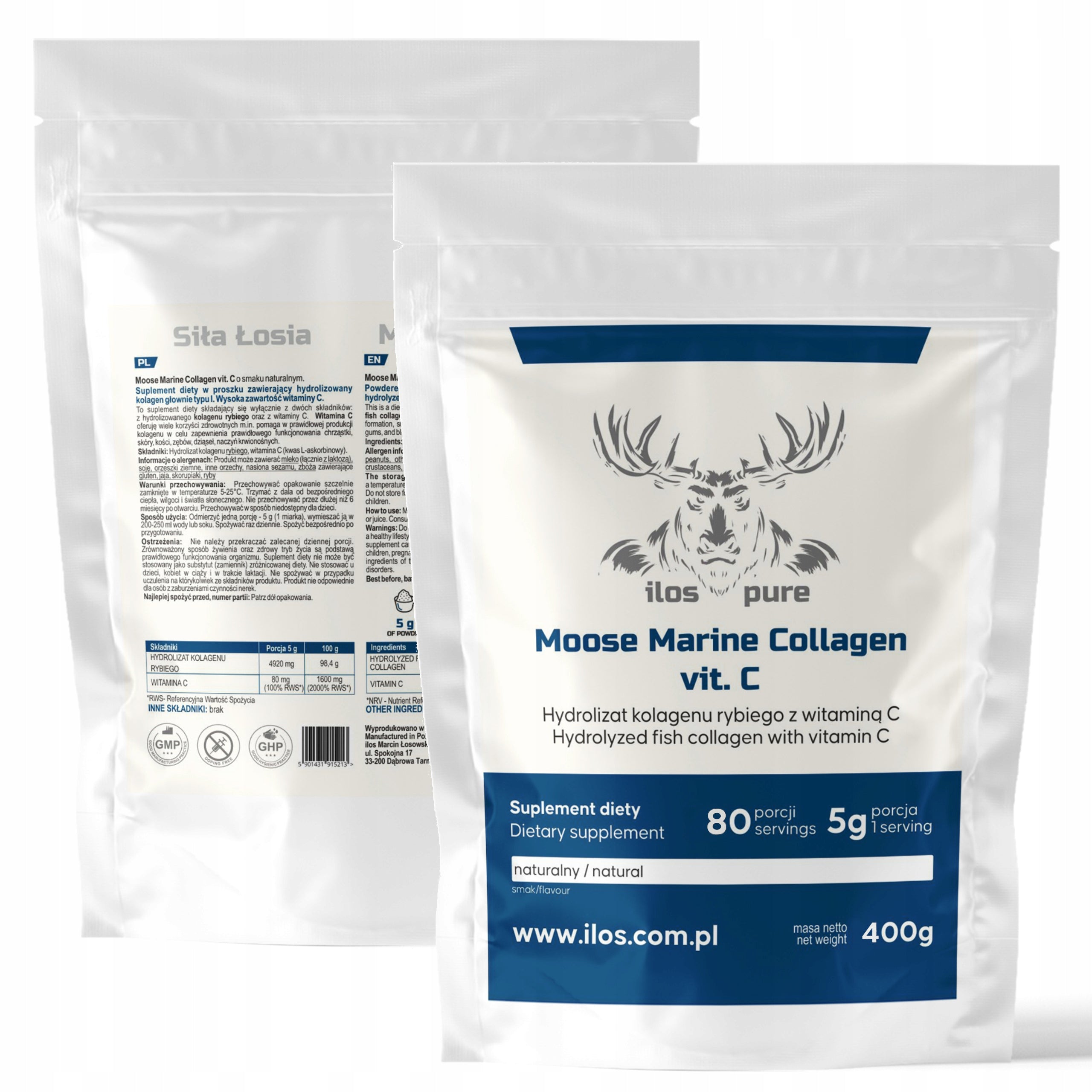 COLLAGEN FISH HAIR SKIN NAILS ilos MARINE COLLAGEN C 400g NATURAL Packaging status original