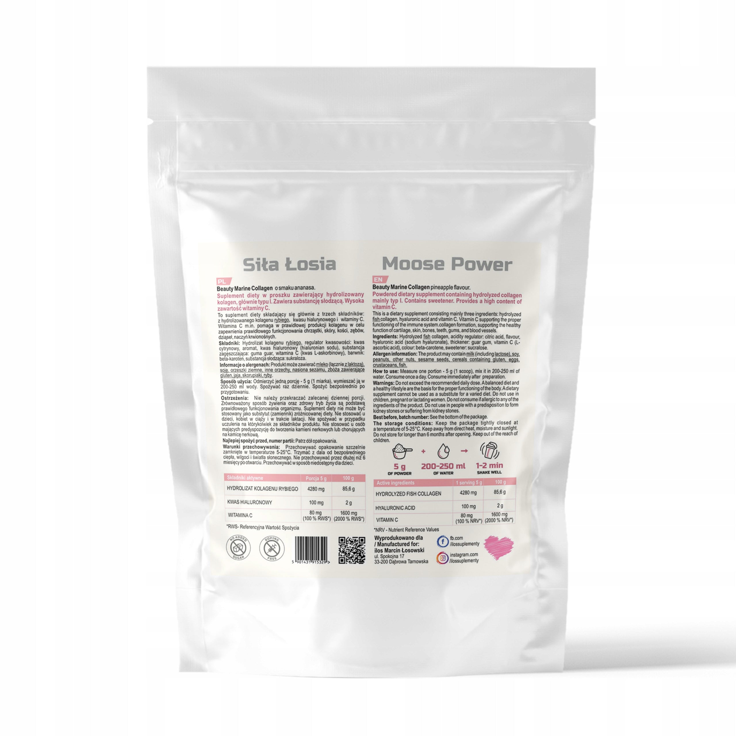 COLLAGEN FISH HYALURONIC ACID VITAMIN C PINEAPPLE 1 kg HAIR SKIN JOINTS ilos Medical device no