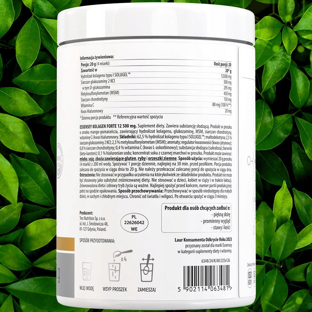 COLLAGEN FORTE 12500mg Premium COMPLEX 400G Joint Skin Hair Nails Manufacturer code Colagen w proszku do picia + MSM, witamina C