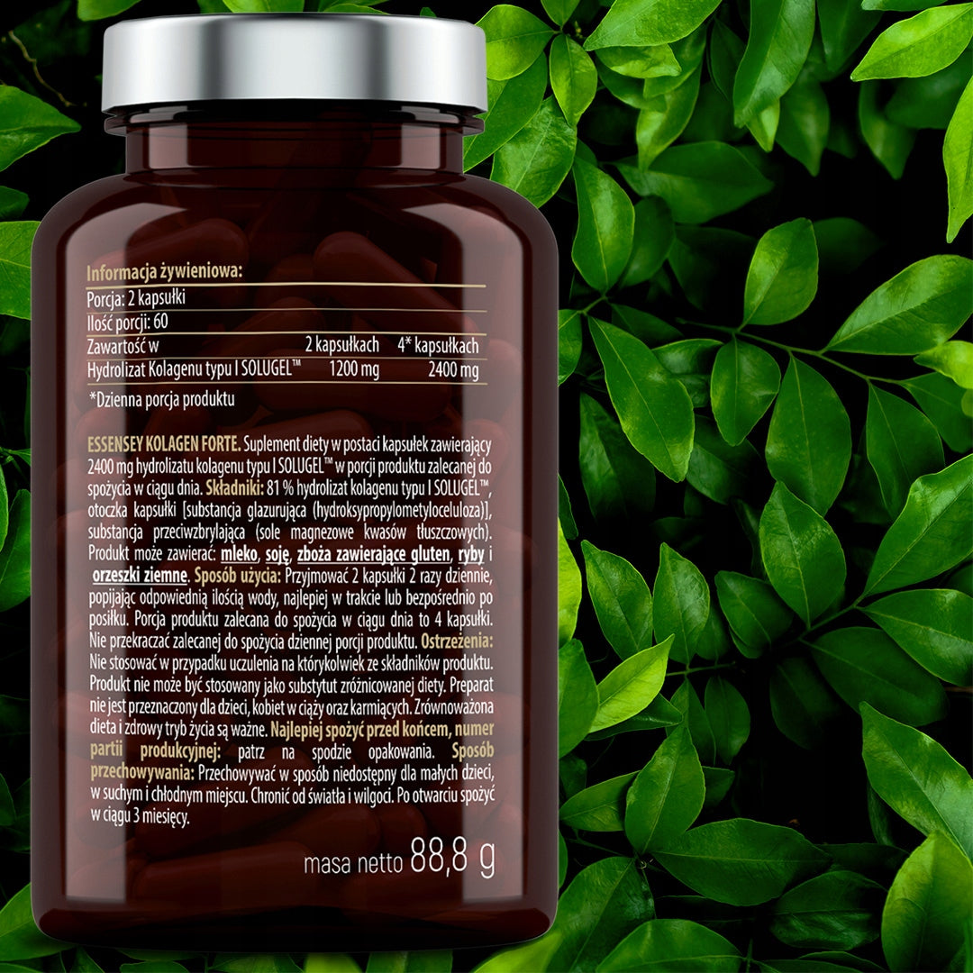 COLLAGEN FORTE 2400MG 30 DAYS Beef FOR WOMEN SENIOR ATHLETES 120 Kaps Name Suplement diedy Essensey Kolagen Forte 120 kapsułek