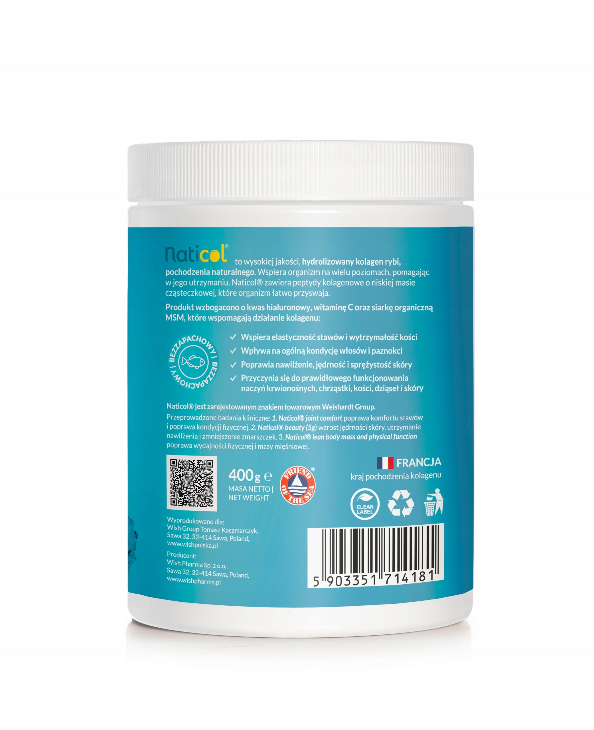 COLLAGEN Fish WildMarine Powder 10 000mg Hyaluronic Acid MSM Wit. C 400g Brand Wish Pharmaceutical