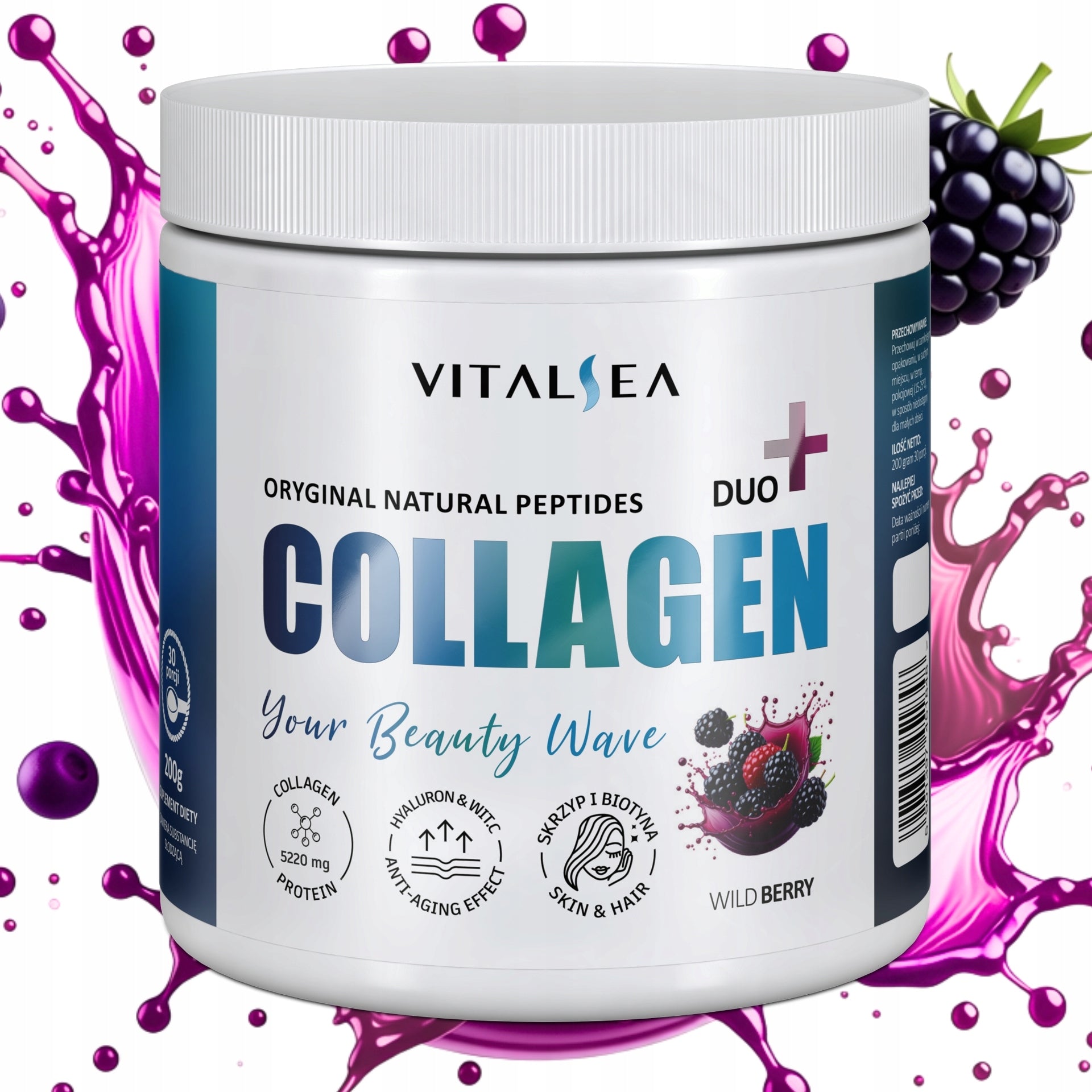 COLLAGEN For Drinking Powder for joints HAIR Forest Fruit VITALSEA -30 days