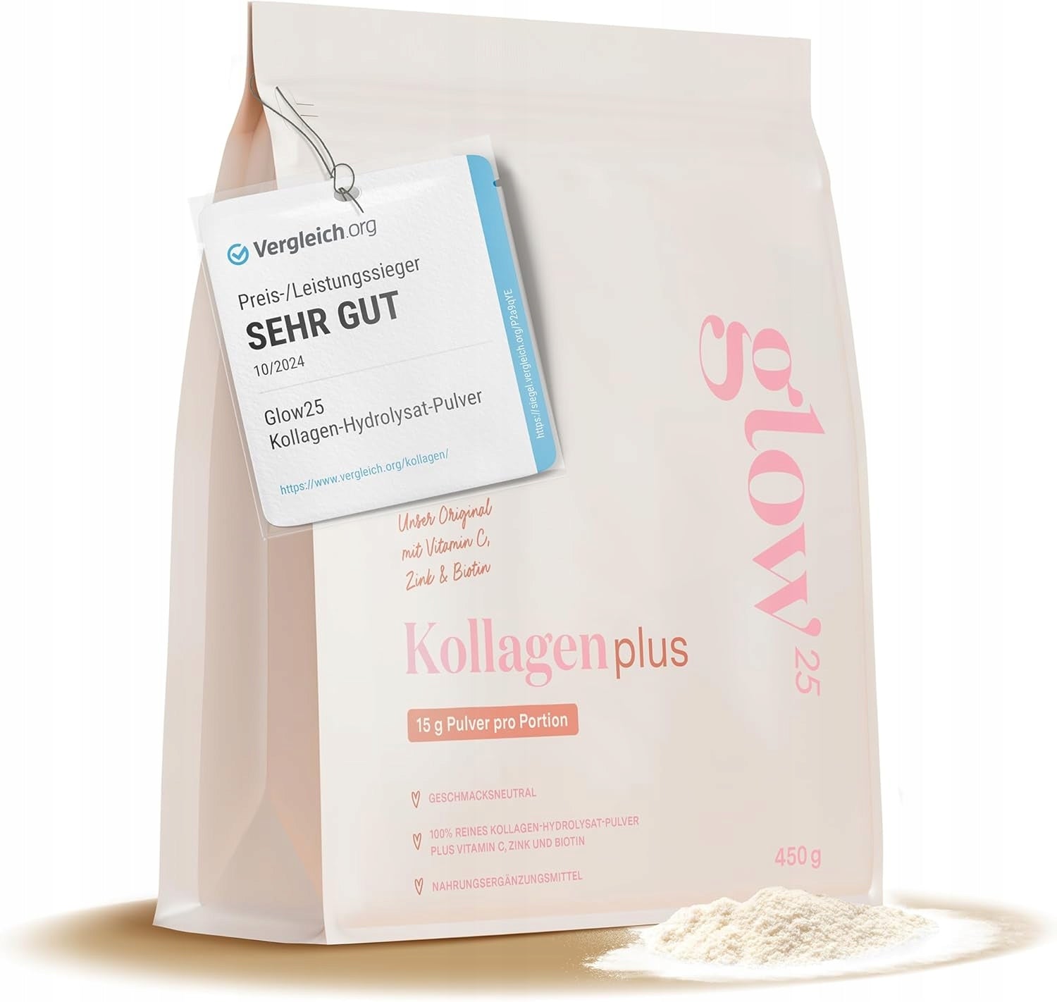 COLLAGEN GLOW25 BEEF WITH VITAMIN C AND BIOTIN 450 g TASTELESS
