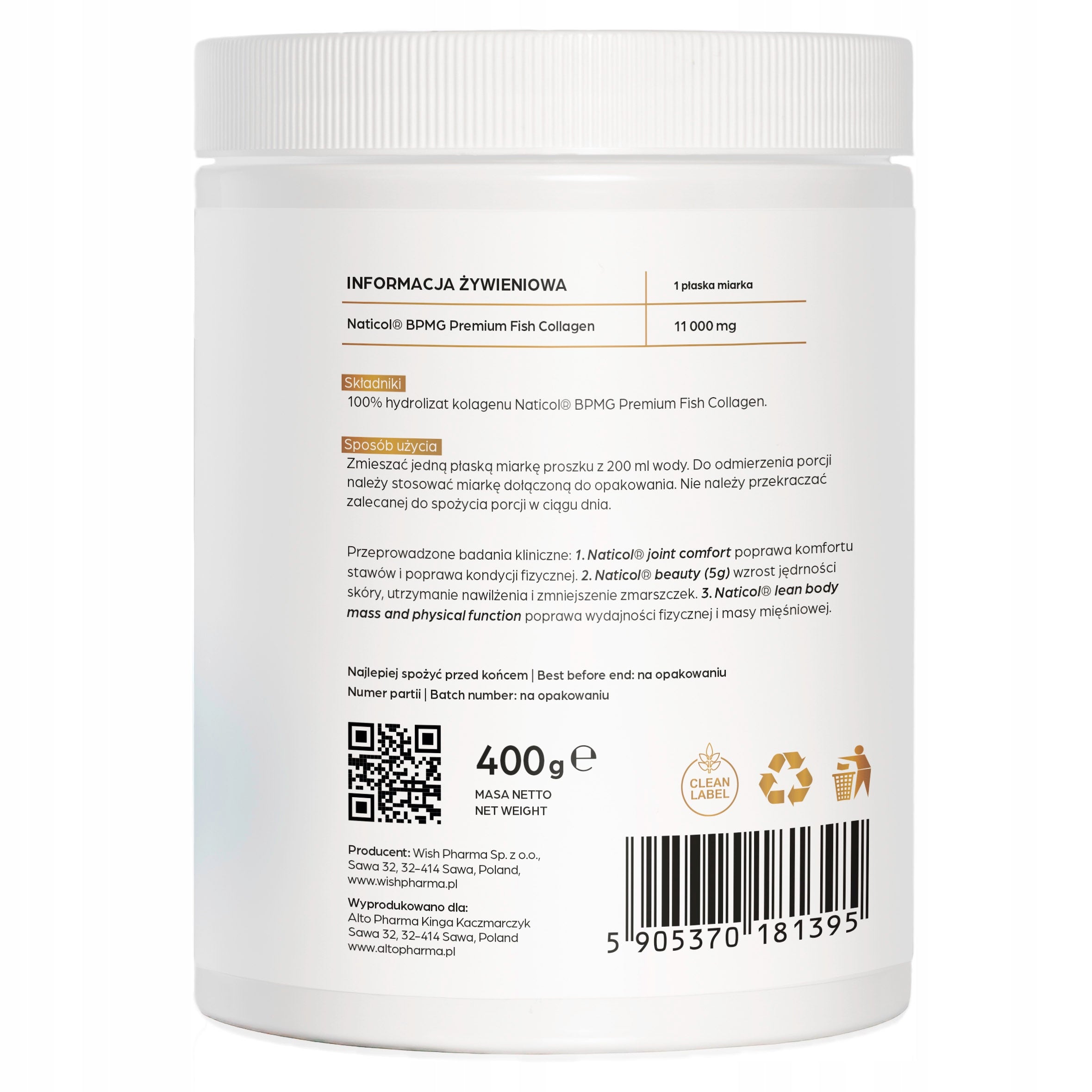 COLLAGEN Hydrolyzed PREMIUM Collagen Marine STRONG JOINTS FIRM SKIN 400g Brand Alto Pharma