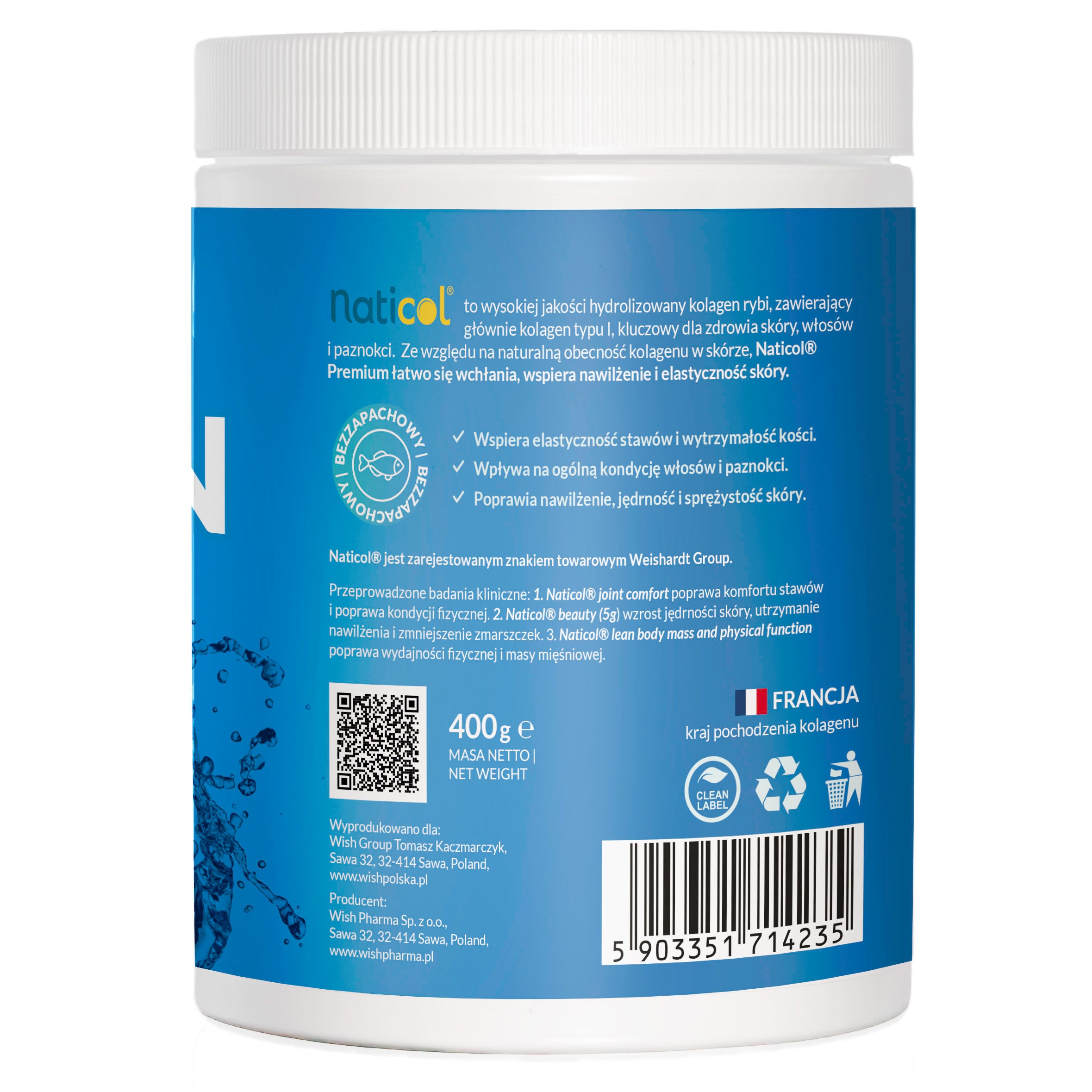 COLLAGEN Pure HYDROLYZED 11000mg Supports Skin Fish Collagen Naticol 400g Brand Wish Pharmaceutical