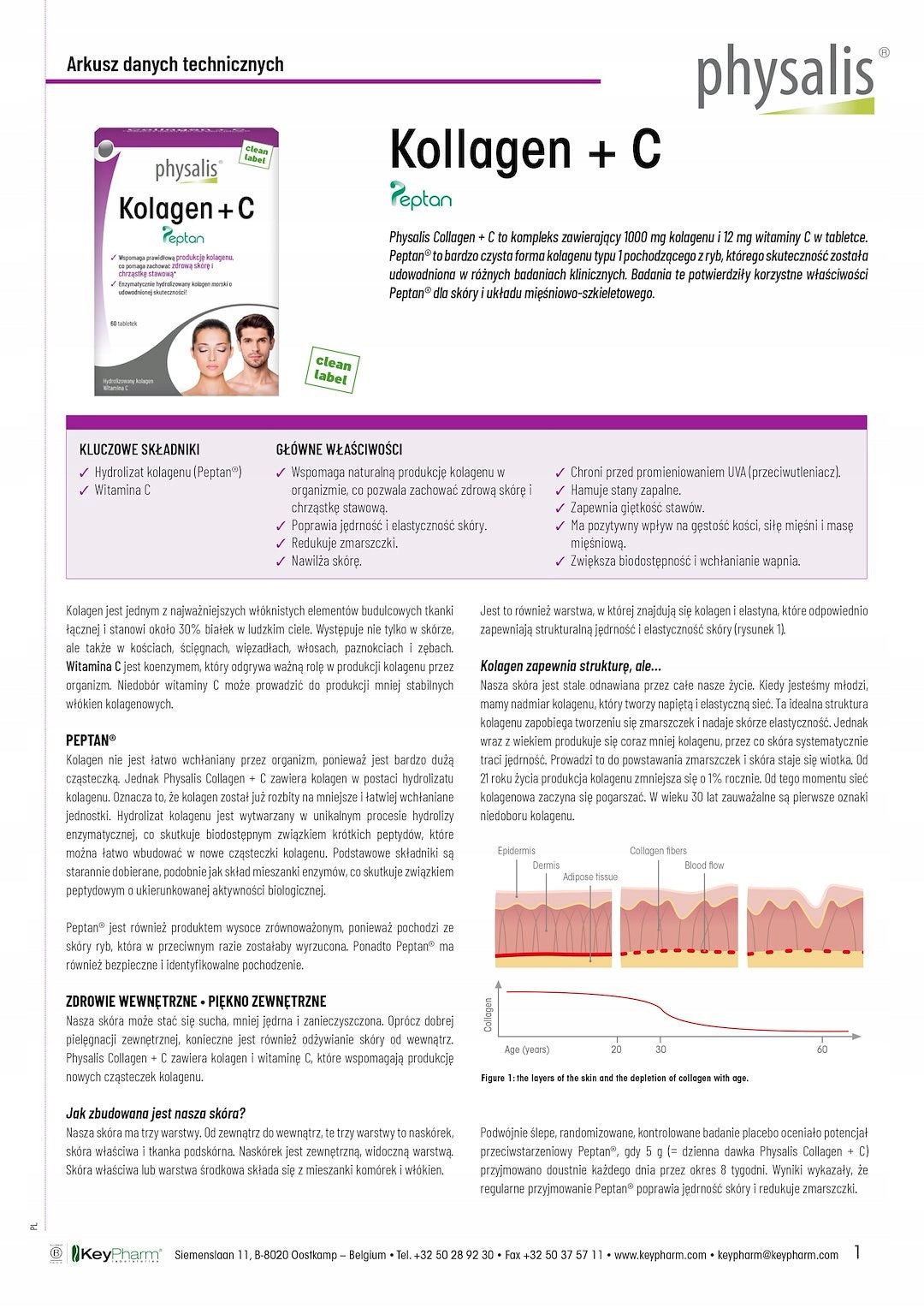 COLLAGEN + VITAMIN C 60 TABLETS - PHYSALIS Name Kolagen + witamina C 60 tabletek - Physalis