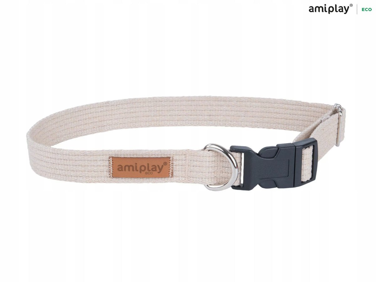 COLLAR ADJUSTABLE AMIPLAY COTTON M BEIGE FOR DOG Manufacturer code 223134