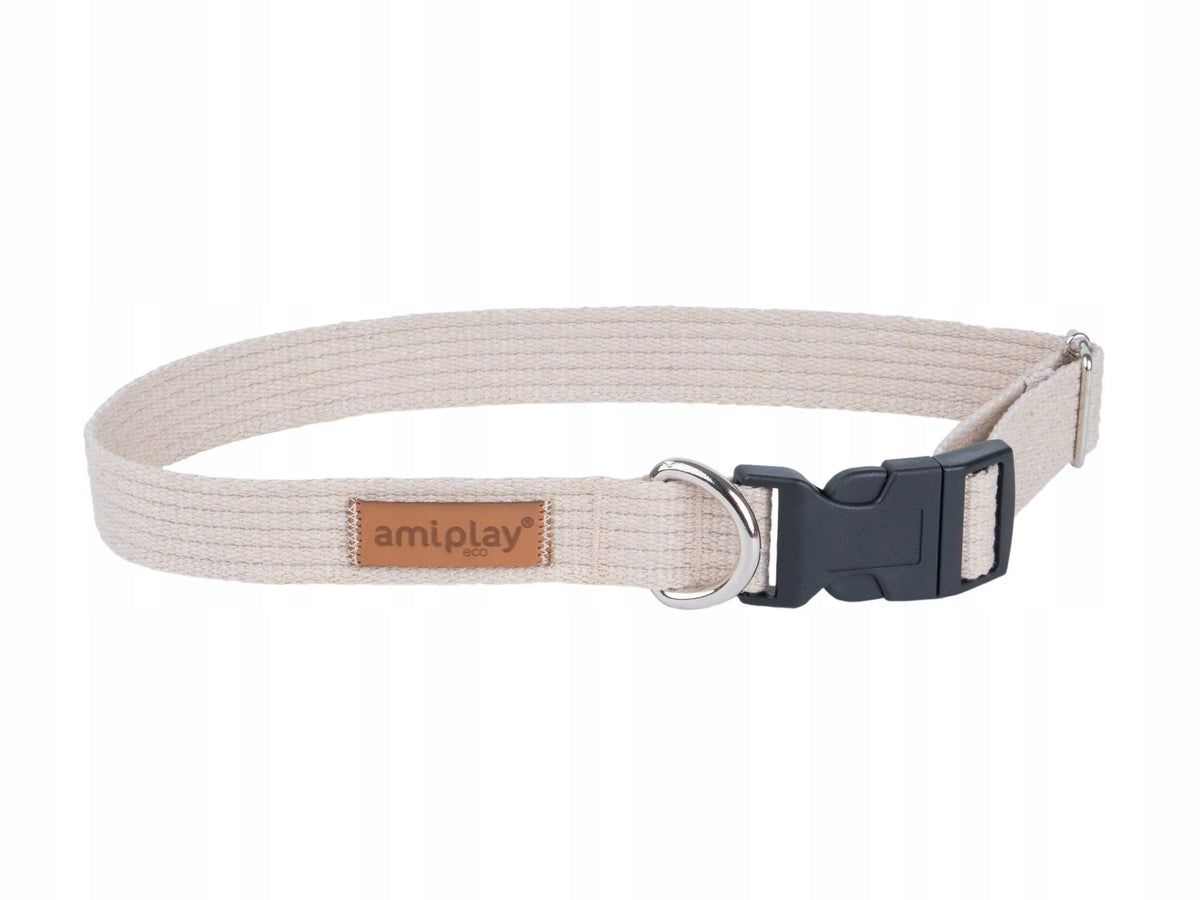 COLLAR ADJUSTABLE AMIPLAY COTTON S BEIGE FOR DOG