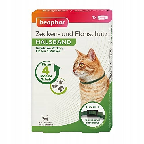 COLLAR AGAINST TICKS AND FLEAS FOR CATS 35 CM GREEN 4 MONTHS Packaging status original