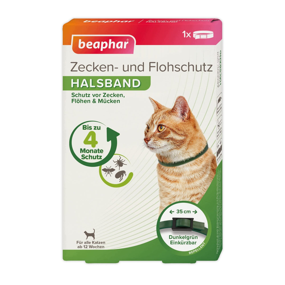 COLLAR AGAINST TICKS AND FLEAS FOR CATS 35 CM GREEN 4 MONTHS