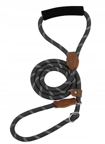 COLLAR DOG LEASH NON-SLIP BLACK LENGTH 130 cm DIAMETER 10 mm