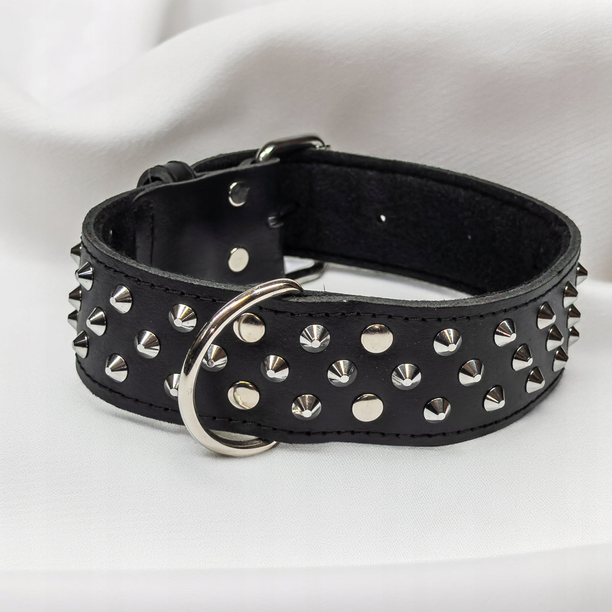 COLLAR FOR BIG DOG LEATHER THICK EXERCISED BLACK 50mm/50cm