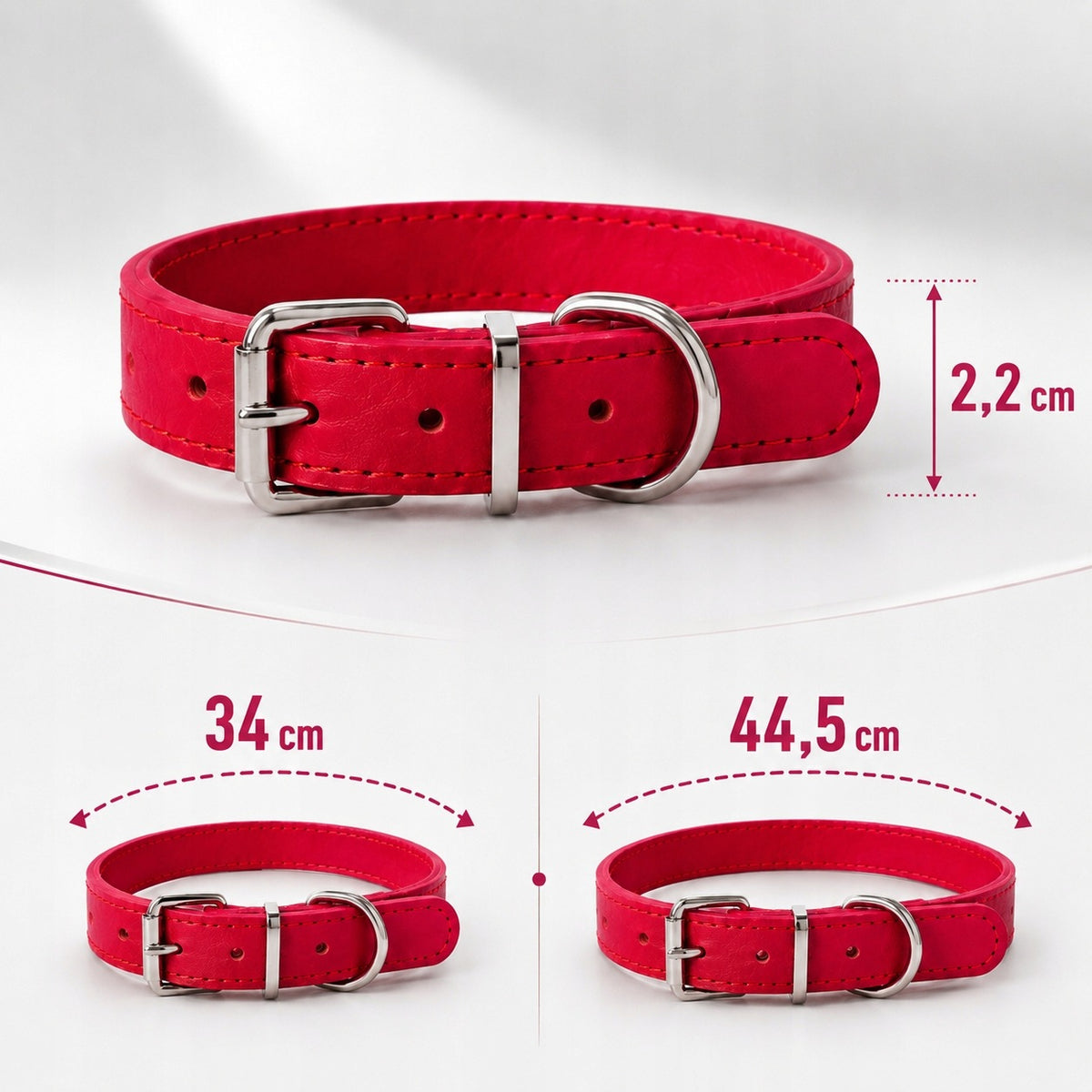COLLAR FOR BIG DOG RED ADJUSTABLE ADDRESS CARD PERSONALIZATION ENGRAVING Packaging status original