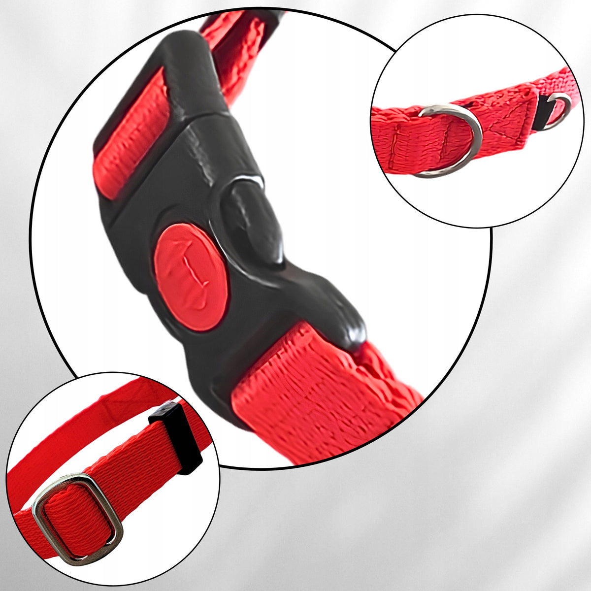 COLLAR FOR SMALL DOG ADJUSTABLE STRONG 20-30CM ADDRESS HOLDER RED Packaging status original