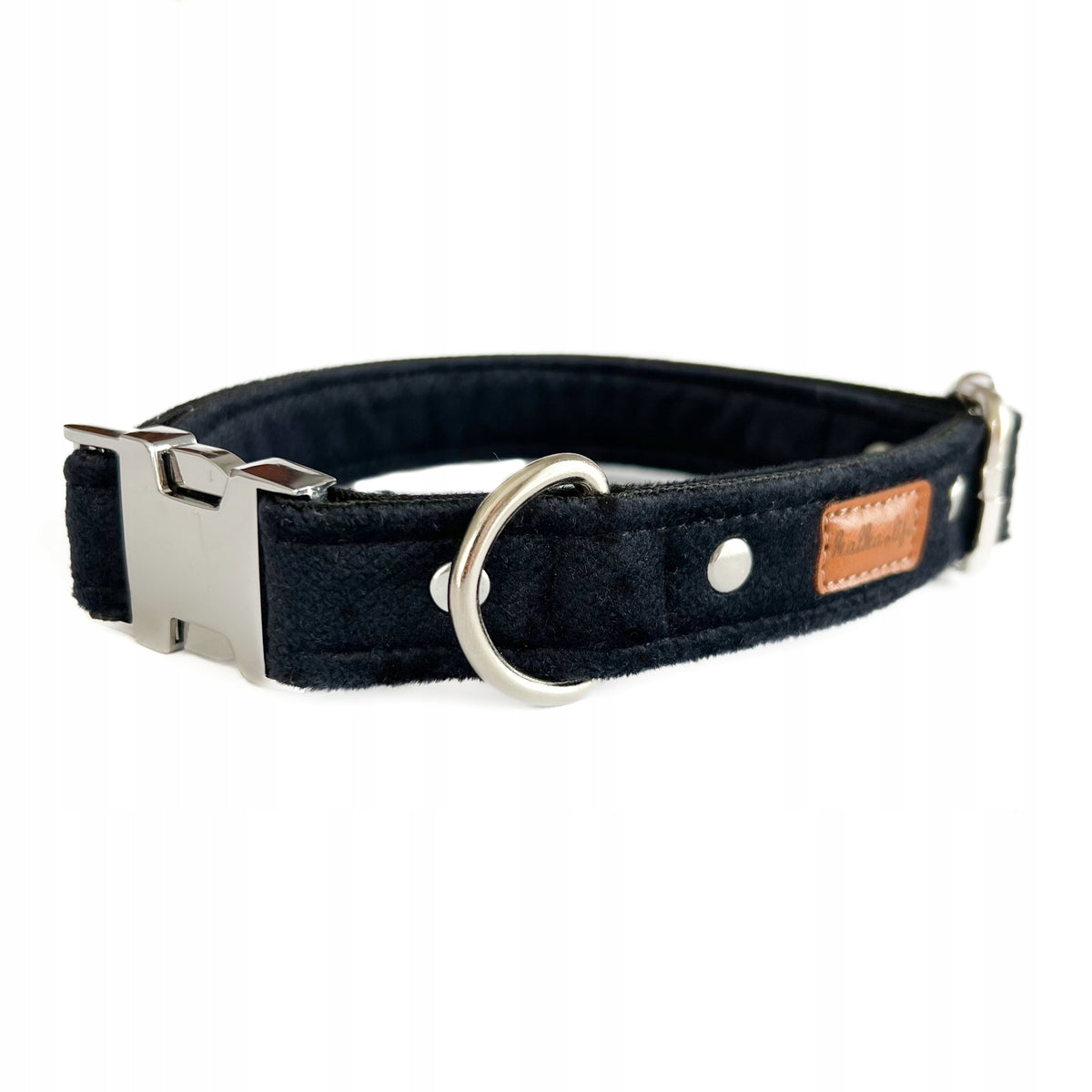 COLLAR FOR SMALL DOG, DURABLE, VELOUR, DOUBLE LAYER - BLACK, XS Manufacturer code COLLVELCYXS
