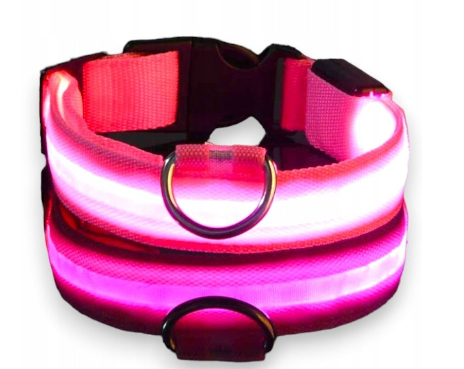 COLLAR GLOWING LED ADJUSTABLE FOR DOG DOGS PINK M