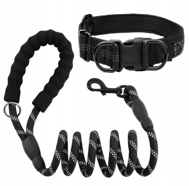 COLLAR L and Strong LANYARD for DOG Reflective 150cm Brand LGJ Group
