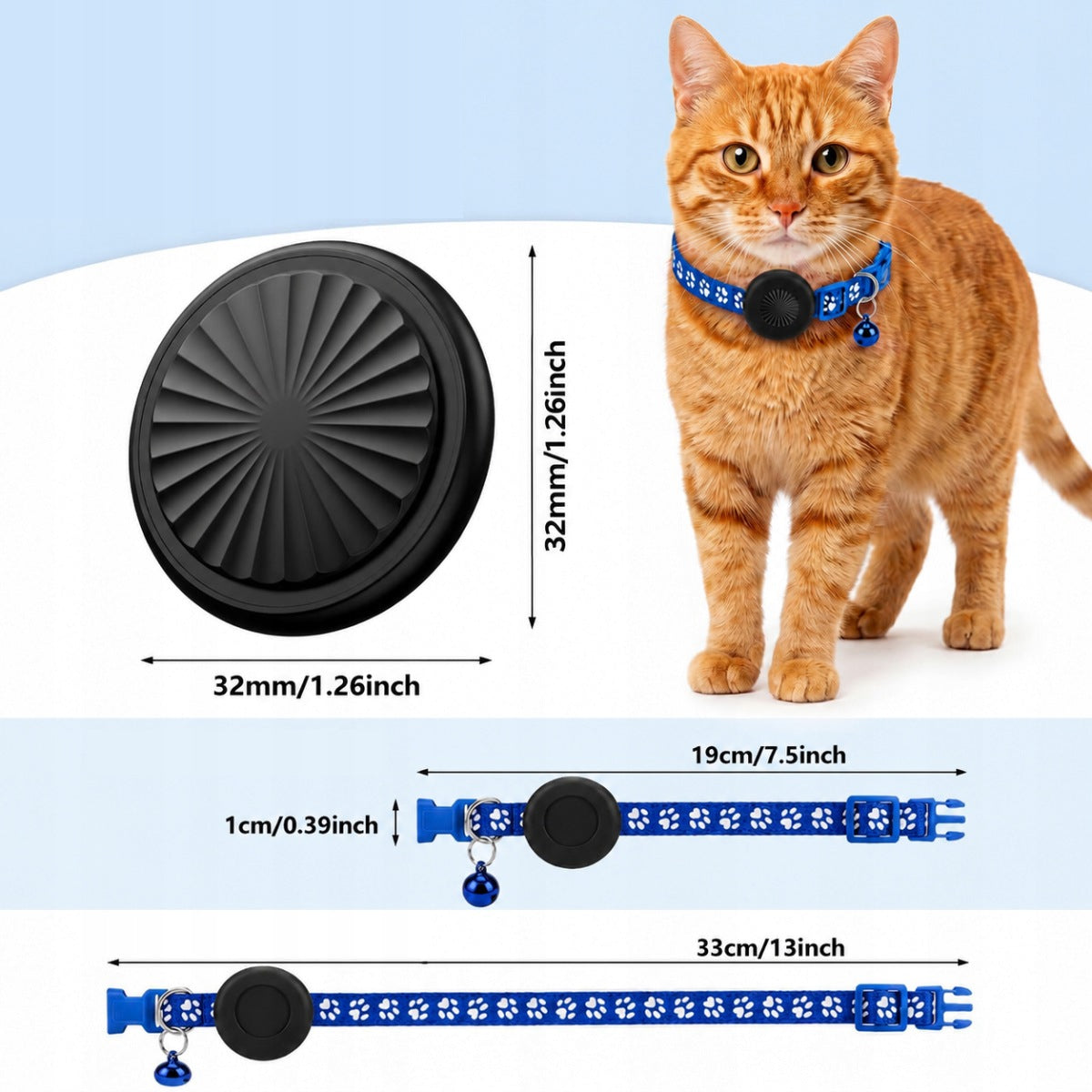 COLLAR LOCATOR GPS BLUETOOTH APP ANDROID IOS APPLE FIND MY FOR CAT DOG Packaging status original
