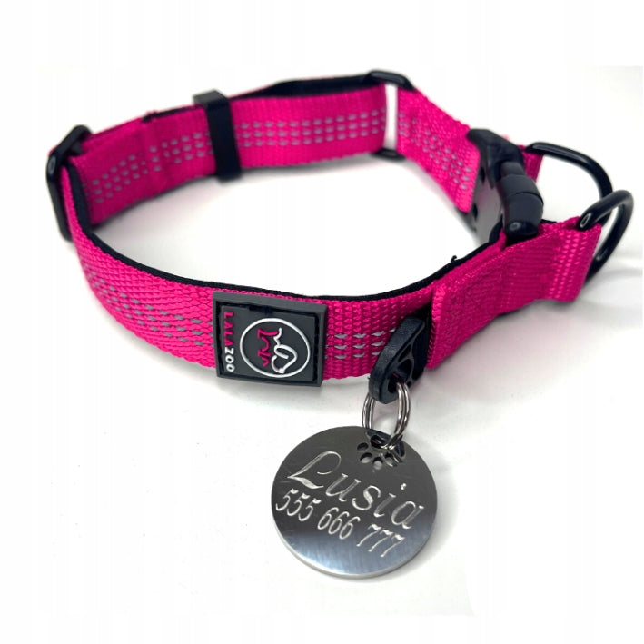 COLLAR WITH NAME FOR DOG RICO 30-40CM with ADDRESS CARD engraving roses M Manufacturer code 5906555652945