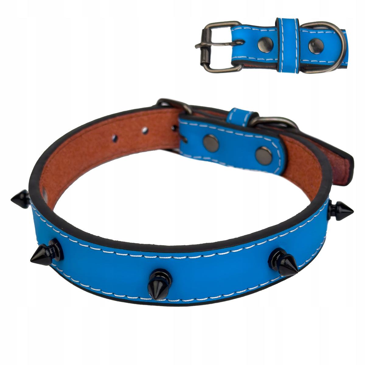 COLLAR for medium dog Faux leather with studs adjustable colors 32-40 cm M