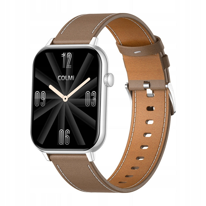 COLMI C28 Smartwatch Watch AI AMOLED 1.93" Silver Brown Leather Strap Manufacturer code C28-silver/brown