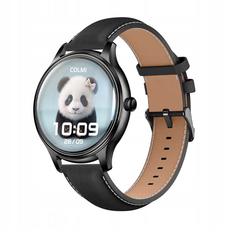 COLMI L28 Smartwatch Black Silicone + Black Leather Bluetooth Strap