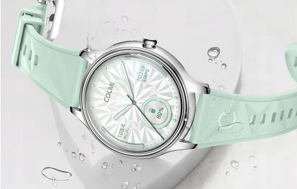 COLMI L28 Smartwatch Watch Silver-Green + Silver Steel Strap Packaging status original