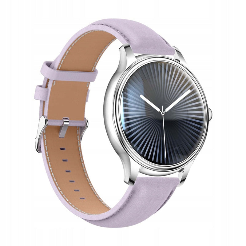 COLMI L28 Smartwatch Watch Silver-Violet + Purple Leather Strap Packaging status original