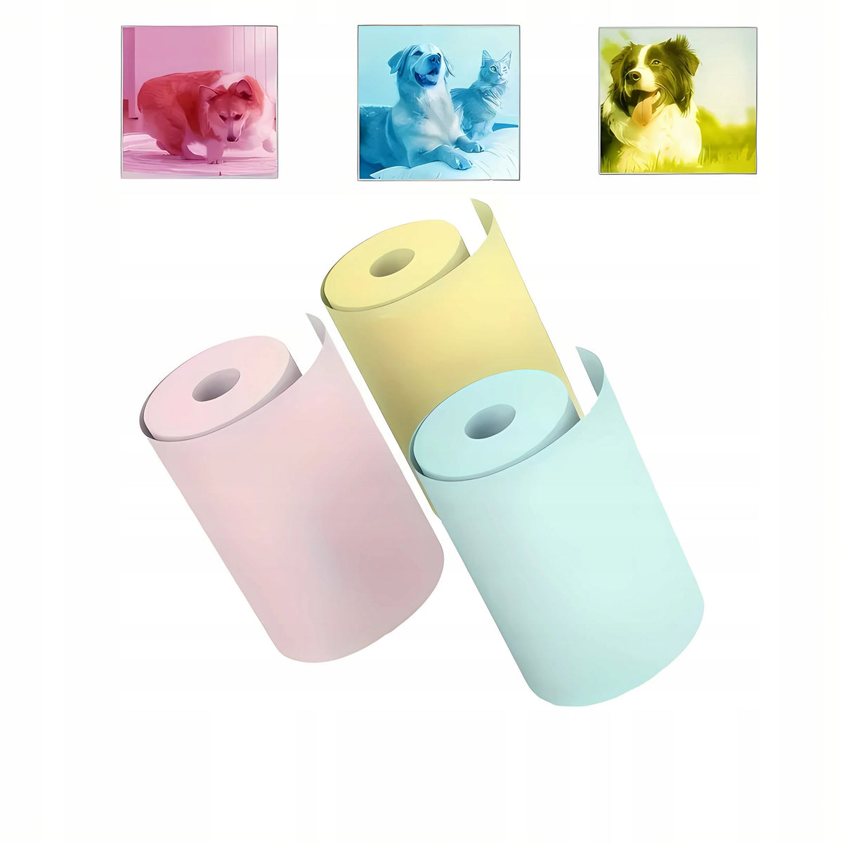 COLOR PAPER FOR PRINTINGSIA ROLLS COLORED THERMAL CARTRIDGE FOR MINI PRINTER Manufacturer code 3 x KOLOROWE ROLKI WKŁADY DO MINI DRUKAREK