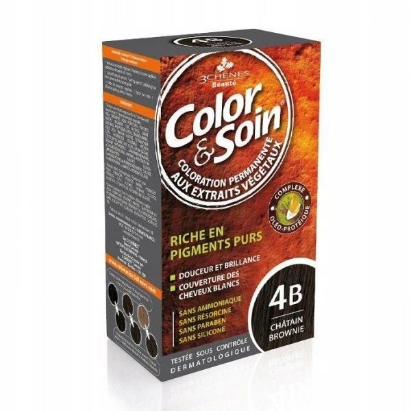 Langanhaltendes Haarfärbemittel ohne aggressive Substanzen Color&amp;Soin Nr. 4B, braune Kastanienfarbe, 135 ml 